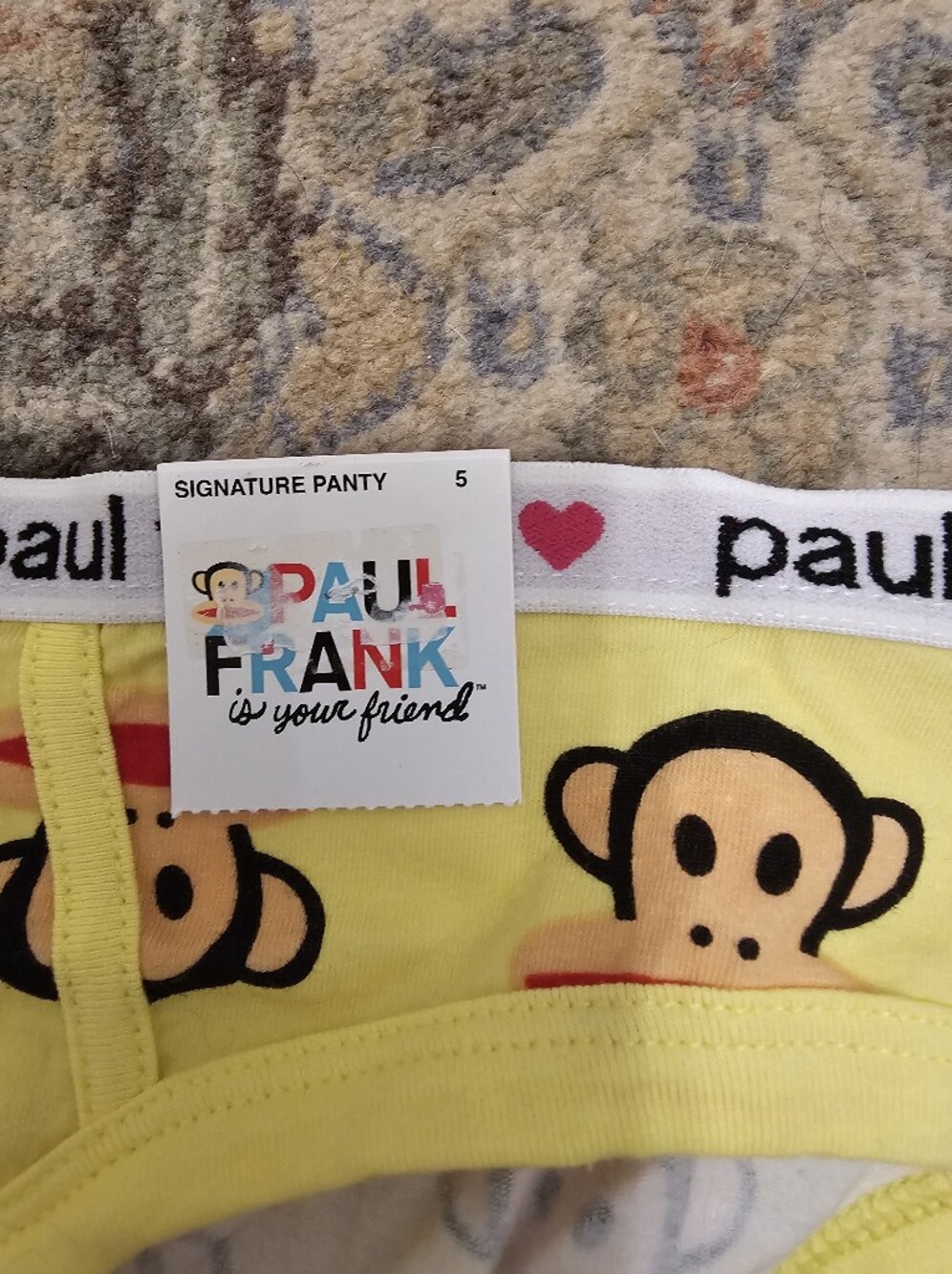 Vintage 2010 Paul Frank Yellow Julius Monkey Juniors Low Rise "Boy Briefs" 5 NWT - Picture 2 of 7